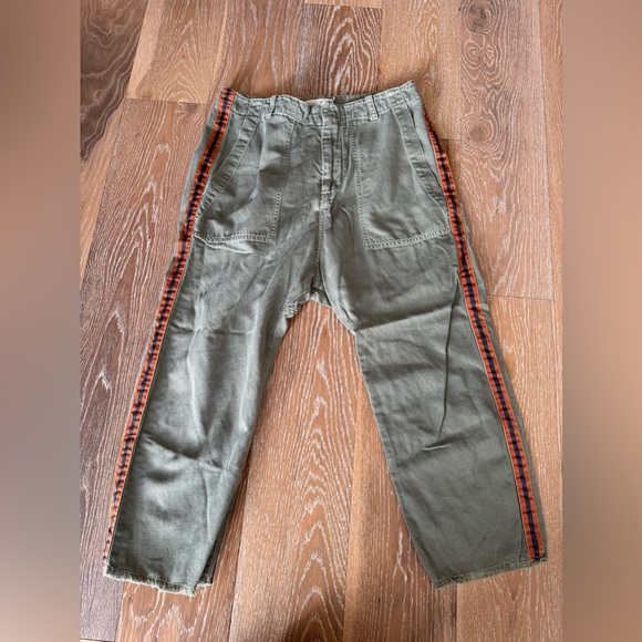 Nili Lotan Luna Pant w/ Tape in Green w/ Orange and Navy Tape sides sir 8 - Picture 5 of 9